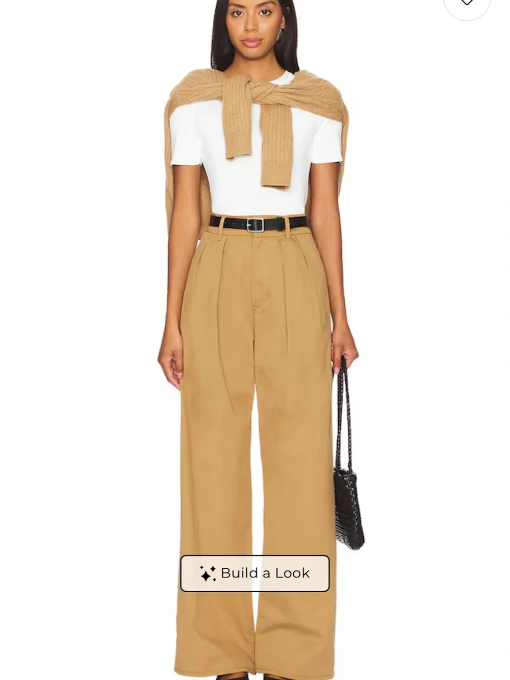 Wide-Leg High-Waist Pants in Tan, PANTALONES PLISADOS PETRA - Picture 1 of 12